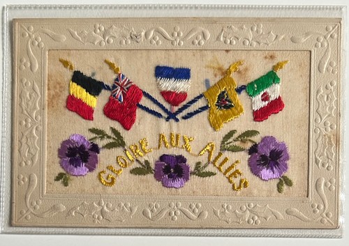 Ww1 silk embroidery postcard - embroidery,