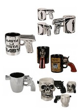 GUN HANDLE COFFEE MUG CUP NEW