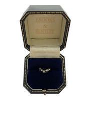 1998 Sapphire Diamond Ring 9ct Gold Diamond Wishbone Vintage Ring - Size J 1/2