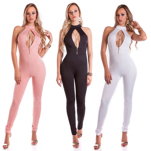 Deep plunge jumpsuit - jumpsuit, open