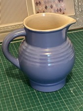 French Pottery Blue Jug Vase Water Decor