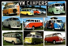 VW Campers : Vintage Postcard.