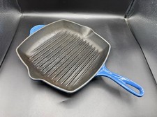 Le Creuset Large 26 Blue Cast Iron Square Grillit Skillet Frying Pan Cookware