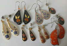 Gorgeous Job Lot Vintage Cloisonne & Enamel Dropper Earrings
