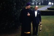 35mm Slide 1950s Red Border Kodachrome Bishop or Cardinal in Purple Biretta