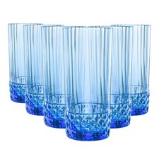Bormioli Rocco 6x America '20s Highball Glasses Cocktail Tumblers 490ml Blue