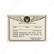 WW2 US USAAF Pass Card -