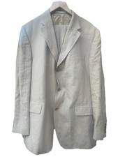 Racing Green Men's Beige 100% Italian Linen Suit Wedding Summer Size Chest 46