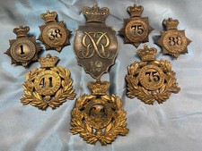 Job Lot Military British Helmet badges various regiments of foot all w/fixings