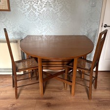 Mid-century modern drop leaf dining table set William Lawrence folding wooden