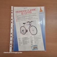 Raleigh 1990' Gents Bicycle Pioneer Classic 12 Original/Specification/Sheet #304