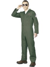 Army Pilot Mens Fancy Dress Military Air Force Uniform  Costume XL 46-48" - B5