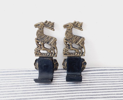 Vintage brass stag wall - stag, hooks