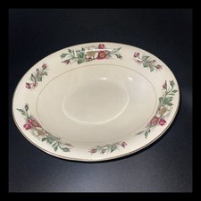 John Maddock & Sons Ivory Ware 10.5” Oval Serving Bowl Floral England Vintage