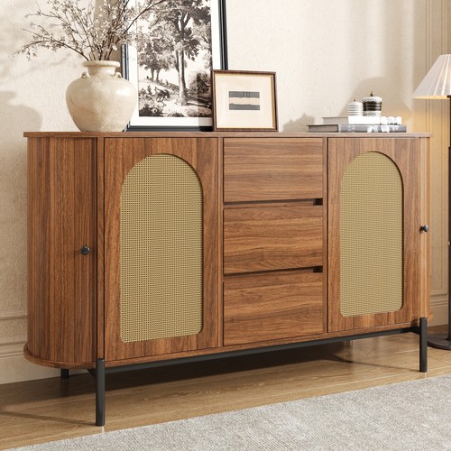 Rattan sideboard sliding doors - sideboard,