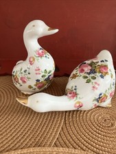 Pair Of Vintage Crown Fine Bone China Geese Ducks