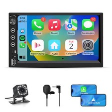 7" Double 2 Din Car Stereo HD Radio SAT NAV Carplay/Android Auto Mirror Link CAM