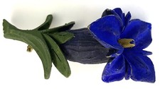 Hand Carved Hand Painted Wooden Flower Brooch 61x26mm (M2)
