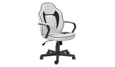 Faux Leather Mid Back Gaming Chair -White & Black