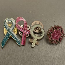 Vintage Lot Of Awareness Ribbons Enamel Metal Pin Breast Prostate Cancer & More