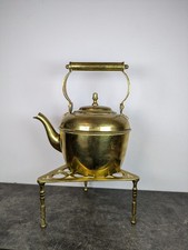 Brass Kettle Teapot with Folding Handle Antique Vintage Kettle Collectable