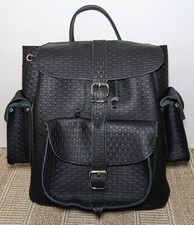 Grafea "Envy" black woven effect genuine leather backpack bag. 35x31x13cm.