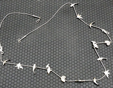 Vintage Native American sterling silver fetish necklace birds sealife fish 29"