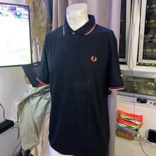 Fred Perry Contrast Rib Polo Size XL 46" Black Casuals  sku 0020
