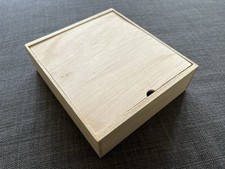 ?2x Small Lidded Wooden Timber Boxes 14.6x16.4cm Unfinished Natural Balsa & MDF