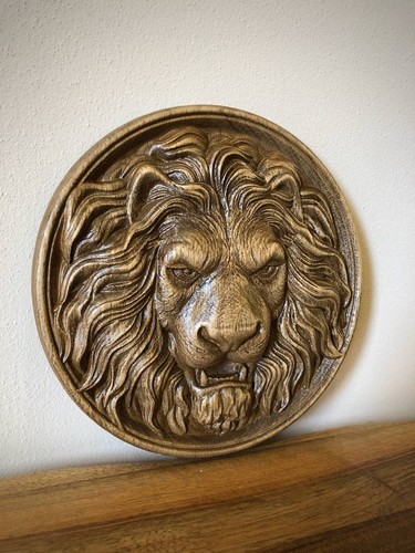 Lion head wood carving - , for