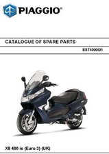 Piaggio Vespa parts manual book catalog 2006, 2007 & 2008 X8 400 Ie (euro 3) (uk