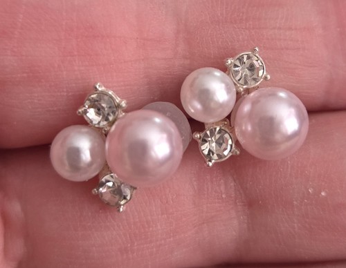 Faux pink and white pearls - pink,