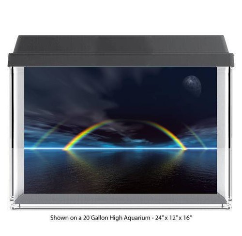 Double ocean rainbow with - rainbow, moon