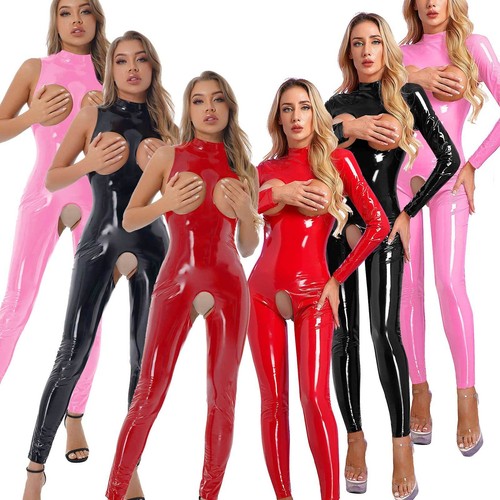 Womens pvc leather bodysuit - womens,