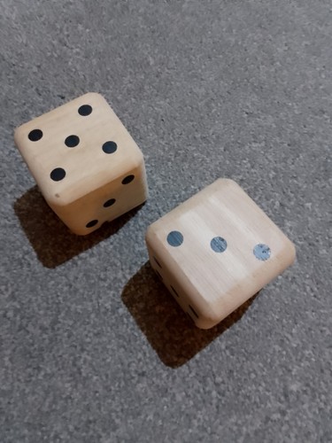 Two large wooden dice - wooden,