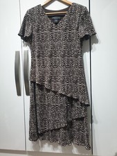 Connected Ladied Brown Satin Tiered Accordion Dress Size 10