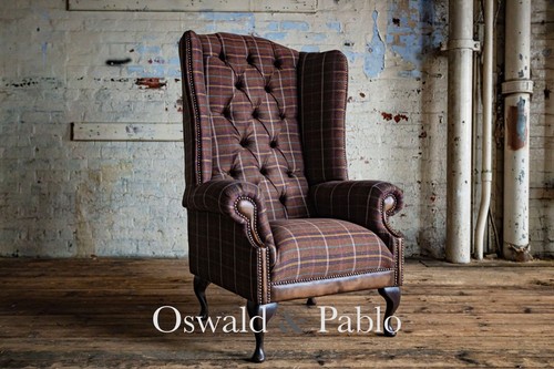 Handmade brown tweed wool - tweed, &