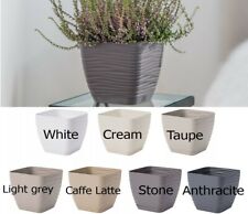 Plastic Square Plant Pot with Saucer 5 Sizes Modern Indoor Outdoor Succulent