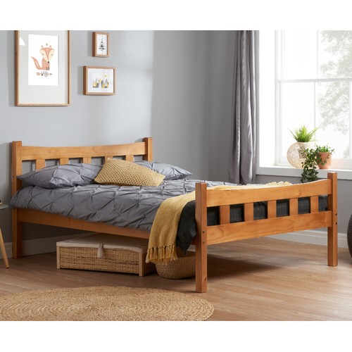 Pine wooden bed - miami, high