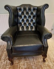 Green leather chesterfield - green,