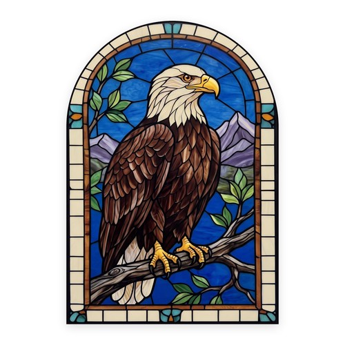 Bald eagle arch stained glass - eagle,