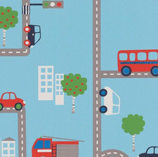 Blue Cars Bus Road Map Kids