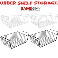 2PCS LARGE UNDER SHELF STORAGE BASKET RACK KITCHEN CUPBOARD ORGANISER HEAVY DUTY