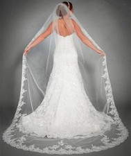 Wedding Veil Cathedral Long 3M White Lace Headpieces Tier With Edge Bridal 2025