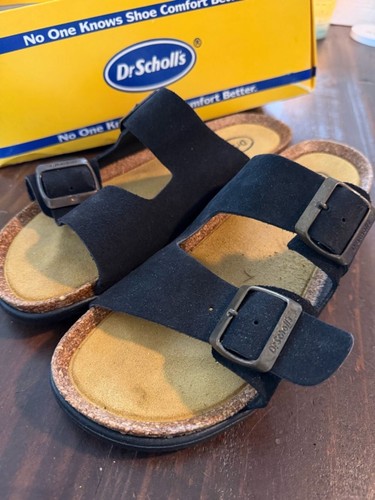 Scholl black two strap - dr.,