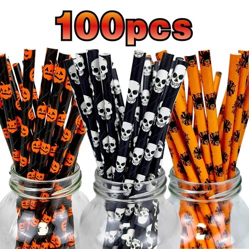 Halloween paper straws bat - halloween,