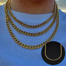 Chunky Curb Link Chain 6MM Necklace 16”-26” 18ct Gold Plated Stainless Steel UK