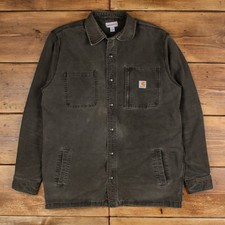 Vintage Carhartt Workwear Shirt Snap L Tall Lined Overshirt Mens Long Sleeve