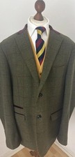 Dobell Green Tweed Windowpane Check Jacket Blazer Velvet Collar Men’s UK 54L