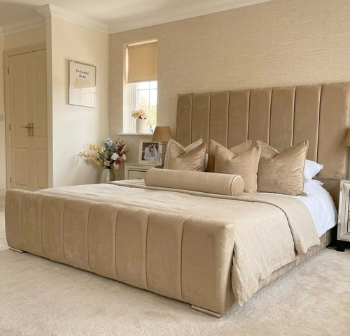 Lined panel bed frame plush - lined,